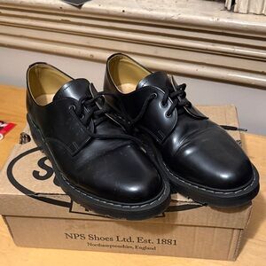 Classic Black Leather Derby Shoes by Solovair
